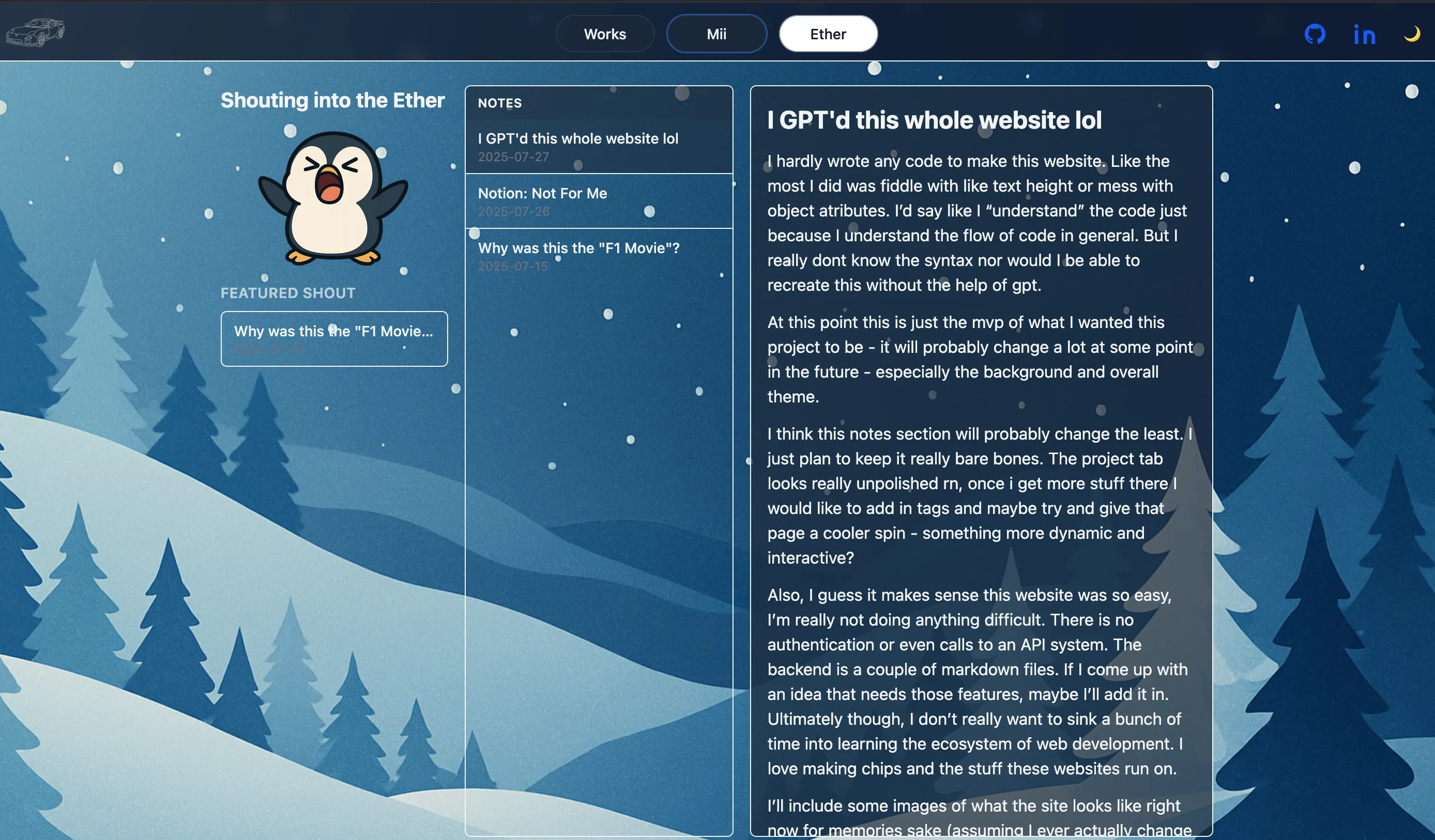 Ether Page Screen Shot